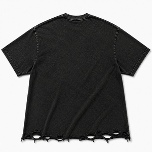<b>Men</b> Distressed Oversized <b>Skull</b> Money Graphic T <b>Shirt</b> Heavyweight Cotton DTG Print Gothic Streetwear Ripped Hem Casual Boxy Tee - Product Image 3