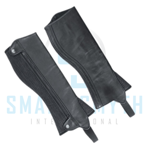 Premium Leather <b>Half</b> <b>Chaps</b> for Horse Riding Equestrian Riding Gaiters with Zipper and Elastic Panels for Riders - Product Image 1