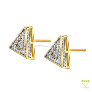 Premium 925 Sterling Silver Moissanite <b>Diamond</b> Triangle Stud <b>Earrings</b> With Bold Open Frame Design For Jewelry Brands - Product Image 4