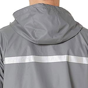 High Reflective <b>Raincoat</b> Split Wholesale High Quality Navy Blue <b>Raincoat</b> Custom Logo Custom Logo Long Hooded Safety Rain Jacket - Product Image 5