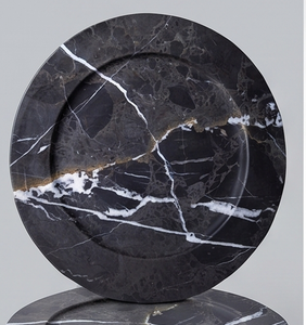 Elegant Round <b>Black</b> Marble Charger <b>Plate</b> Modern Luxury Design for Dining Tabletop Wedding Events Restaurant And Gifts - Product Image 1