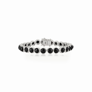 Pulsera de tenis elegante con piedras preciosas naturales de forma redonda en negro estrella, para mujer, en plata de ley 925, precio al por mayor. - Product Image 1