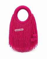 Sac à bandoulière perlé de créateur avec franges à pompons pour femme