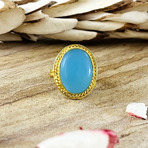 Market Favorite Boho Blue Chalcedony <b>Rings</b> Tribal Brass <b>Rings</b> for Women 18k Gold Plated Rope <b>Statement</b> for Wholesale/OEM/ODM - Product Image 5