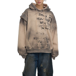 Fashion Distressed Hoodie Acid Wash <b>Oversized</b> Streetwear Pullover <b>Sweatshirt</b> Custom <b>Vintage</b> Unisex Casual Heavyweight Fleece - Product Image 5