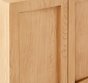 Scandinavian Modern Plinth Base Solid Teak <b>Sideboard</b> Credenza Luxury Kitchen Buffet Cabinet with Six Doors <b>Storage</b> - Product Image 6