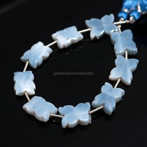 Perles de pierres précieuses en opale bleue naturelle sculptées en forme de fleur, 11 mm, 12 mm, perles sculptées à la main pour la création de bijoux, brin de 8 pouces, prix de gros - Product Image 2