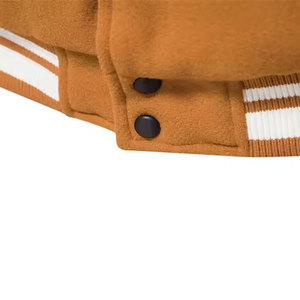 Veste universitaire orange pour homme, manches blanches, couleur unie, boutons sur le devant, style décontracté, coupe classique, col rabattu, vêtement d'automne - Product Image 4
