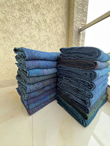 Couvre-lits en coton bleu indigo Kantha, cousus à la main, style bohème, taille double 60x90 pouces, fabriqués en Inde - Product Image 1