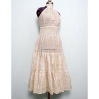 Robe longue d'été plissée à imprimé floral style bohème pour femme, col halter, dos nu à nouer, taille empire, magnifique robe de soleil