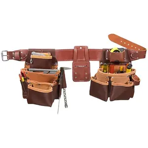 100% 真皮定制棕色高品质工具包皮带耐用木匠工具带电工腰工具袋