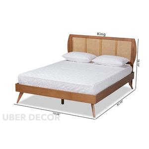 OakBend Cama de Plataforma de Ratán Curva Contemporánea Cama de Madera Personalizable para Espacios de Invitados - Product Image 3