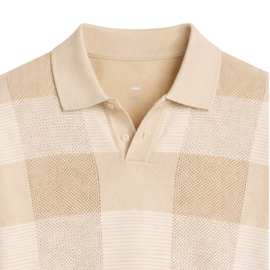 Polo en tricot pour homme Adler, manches courtes, coton premium, motif à carreaux, coupe ajustée, décontracté, élégant, vêtements d'été respirants, vente en gros - Product Image 2