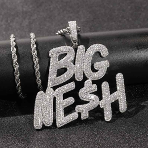Pendentif Moissanite Éclatant, Bijou Hip Hop Personnalisé, Collier avec Breloque Prénom Audacieuse, Cadeau pour Hommes et Femmes - Product Image 3