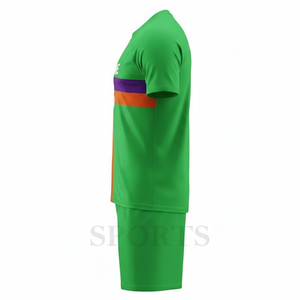 Conjunto de Camiseta de Fútbol Verde Personalizada con Franjas Moradas y Naranjas, Nombre del Equipo 93, Impresión Sublimada, Uniforme de Manga Corta para Hombre - Product Image 3