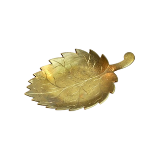 Plato de Latón con Forma de Hoja de Excelente Calidad, Acabado Dorado, para Servir Comida en el Hogar y Hoteles, Platos y Tazones en Oferta - Product Image 1