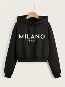 Sudadera Corta con Capucha Estilo Gótico Y2K, Otoño Invierno, Milán, Italia, Estilo Casual, 100% Algodón Felpa, para Hombre - Product Image 4