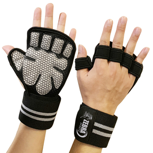 Anti Slip Adjustable Wrist <b>Strap</b> Half <b>Finger</b> Weight Lifting Workout Gloves for Gym Polyester Liquid Silicone Coated Durable - Product Image 6