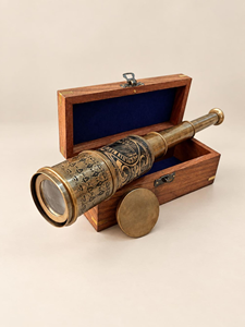 Télescope de poche en laiton antique avec boîte de rangement en bois, télescope nautique vintage, télescope marin décoratif, cadeau de collection - Product Image 1
