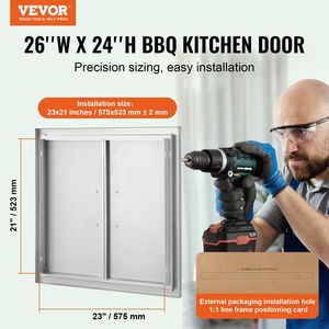 26W X 24H pollici doppio acciaio inox a filo porta esterna della cucina maniglie a parete verticale BBQ isola accessori per grigliare - Product Image 2