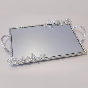 Nueva Bandeja Redonda de Diseño Moderno con Acabado Dorado Antiguo y Asas en Relieve, Calidad Fantástica - Product Image 2