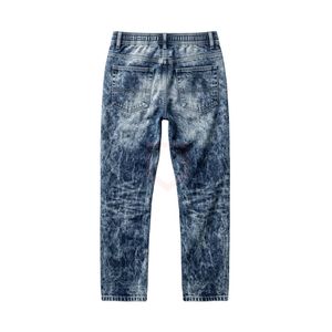 Trendy Streetwear Heavyweight Cotton Pants For Mens <b>Light</b> Wash Blue Denim <b>Trousers</b> Classic Straight Leg Style Casual Pants - Product Image 2
