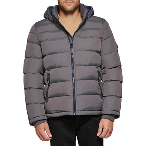 Wholesale Fashion Men's Puffer Jacket with Goose Down Shiny <b>Bubble</b> <b>Coats</b> Hooded Custom Logo Zipper Closure Printed Pattern - Product Image 1