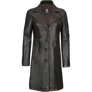 Abrigo Largo Clásico de Cuero Genuino para Mujer – Chaqueta Larga de Moda Premium - Product Image 1