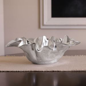 Decorative <b>Aluminum</b> Bowl Vintage Style Centerpiece <b>Container</b> For Home Dining And Interior Decoration - Product Image 2