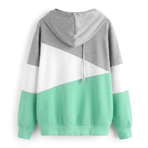 Sweat-shirt à capuche color block décontracté à manches longues pour femme – Style urbain et sportif - Product Image 2
