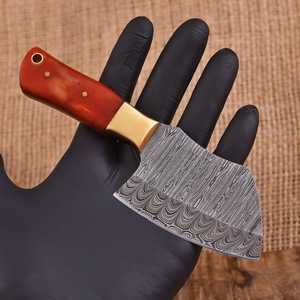 Couteau hachoir miniature en acier Damas de 7 pouces, facile à transporter, couteau de cuisine pour le camping en plein air, couteau de chef multi-usage, OEM ODM - Product Image 2