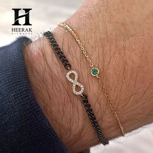 Modern Infinity Charm Bracelet Men's/Unisex Black <b>Chain</b> Bracelet with Gold Infinity Symbol <b>Iced</b> <b>Out</b> CZ Diamond Infinity Jewelry - Product Image 1