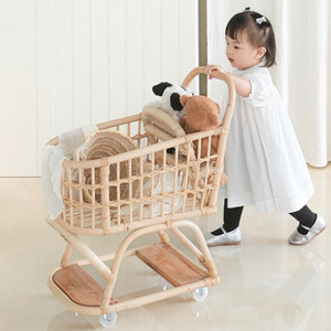 <b>Toy</b> <b>supermarket</b> trolleys pretend shopping cart <b>toys</b> top selling kid size rattan grocery carts - Product Image 5