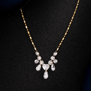 Collier pendentif en or plaqué diamant de luxe, chaîne à perles en forme de cœur, bijoux de mariage pour femmes - Product Image 3
