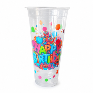 Vaso de plástico PP de polipropileno de 22 oz con impresión personalizada, tamaño alto natural para fiestas de cumpleaños, hecho en Indonesia - Product Image 1