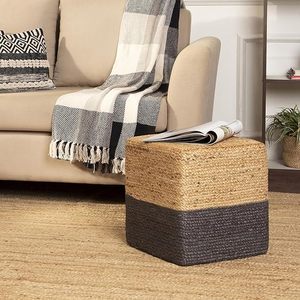 Puf Redondo de Yute Hecho a Mano, Reposapiés Plegable Rústico y Acogedor para Dormitorio, Cocina, Hotel, Apartamento, Casa de Campo, Villa - Product Image 1
