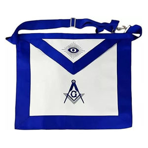 Tablier de Maître Maçon en Cuir Sur Mesure de Haute Qualité, Brodé à la Main, Bleu Marine/Frange Dorée, Couleur Personnalisable - Product Image 4