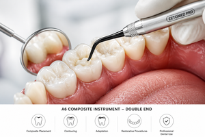 Instrumento Compuesto Zetomed Pro A6, Herramienta Dental Restauradora de Doble Extremo de Acero Inoxidable - Product Image 2