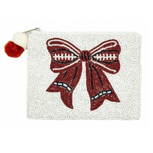 Luxury Multicolor Bow Beaded Coin Purse Zipper Closure Hand Embroidery Mini Pouch Hold <b>Keys</b> Cash Card Makeup Multipurpose Use - Product Image 2