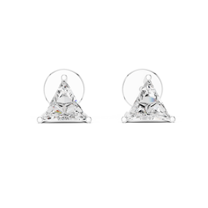 Boucles d'oreilles en diamant taillé en triangle de luxe en or jaune 18 carats |   Boucles d'oreilles solitaires en diamant taille trillion pour femmes - Product Image 5