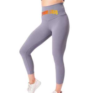 Leggings de yoga taille haute longueur cheville avec logo thermocollé, en Spandex et Polyester, sans couture, extensibles dans les quatre sens - Product Image 1