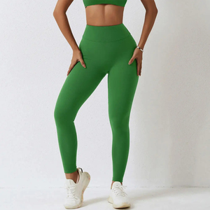 Leggings de yoga orange taille haute sans couture, couleur unie, taille élastique, pantalon de fitness pour femme, vêtements de sport - Product Image 2