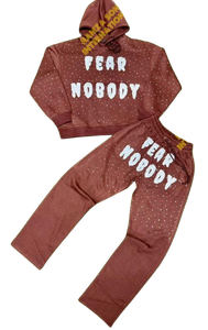 Chándal con Capucha Estampado Fear Nobody, Unisex, Ropa Casual, Manga Larga, Cintura Elástica, 100% Algodón, Transpirable, Ligero, Ropa Urbana - Product Image 1