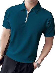 Polo professionnel zippé pour homme, coupe classique, en polyester, impression personnalisée, manches courtes, séchage rapide, couleur unie, idéal pour l'été - Product Image 2