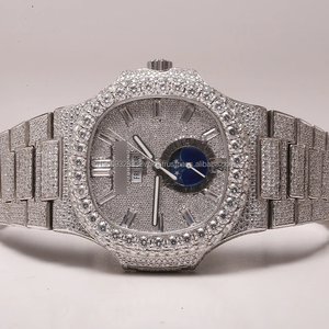 Luxury Premium <b>Automatic</b> <b>Wristwatch</b> for Men High Quality Stainless Steel Moissanite Diamond Glass 41mm Fully Iced Hip Hop Analog - Product Image 1