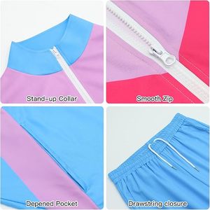 <b>Men's</b> Color Blocking Tracksuit Set Blue <b>Pink</b> Purple Full Sleeve Zipper Sporty Casual Jogging Suit Spring Wear - Product Image 4