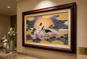 Arte Textil Tejido de Nishijin de Kioto, Cuento de Genji, Arte Mural de Estilo Japonés con Paisaje, Seda Pura Hecha a Mano, para Uso en Interiores, el Cuento de Genji - Product Image 2