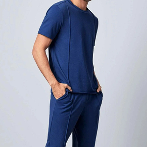 Ensemble de T-shirts d'été personnalisés pour hommes, qualité supérieure, 100% coton tissé, motif uni, séchage rapide, sérigraphie, vente en gros, 2 pièces, 2026 - Product Image 6