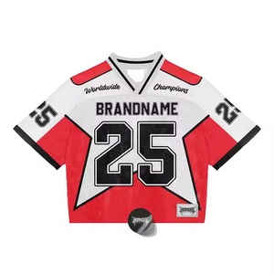 OEM Custom High Quality <b>Polyester</b> Mesh Retro Soccer American Football Jersey Oversized Boxy <b>Shirt</b> Cropped Plus Size Summer - Product Image 3
