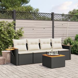 Conjunto de Sofás de Jardín Color Crema Negro - Product Image 1
